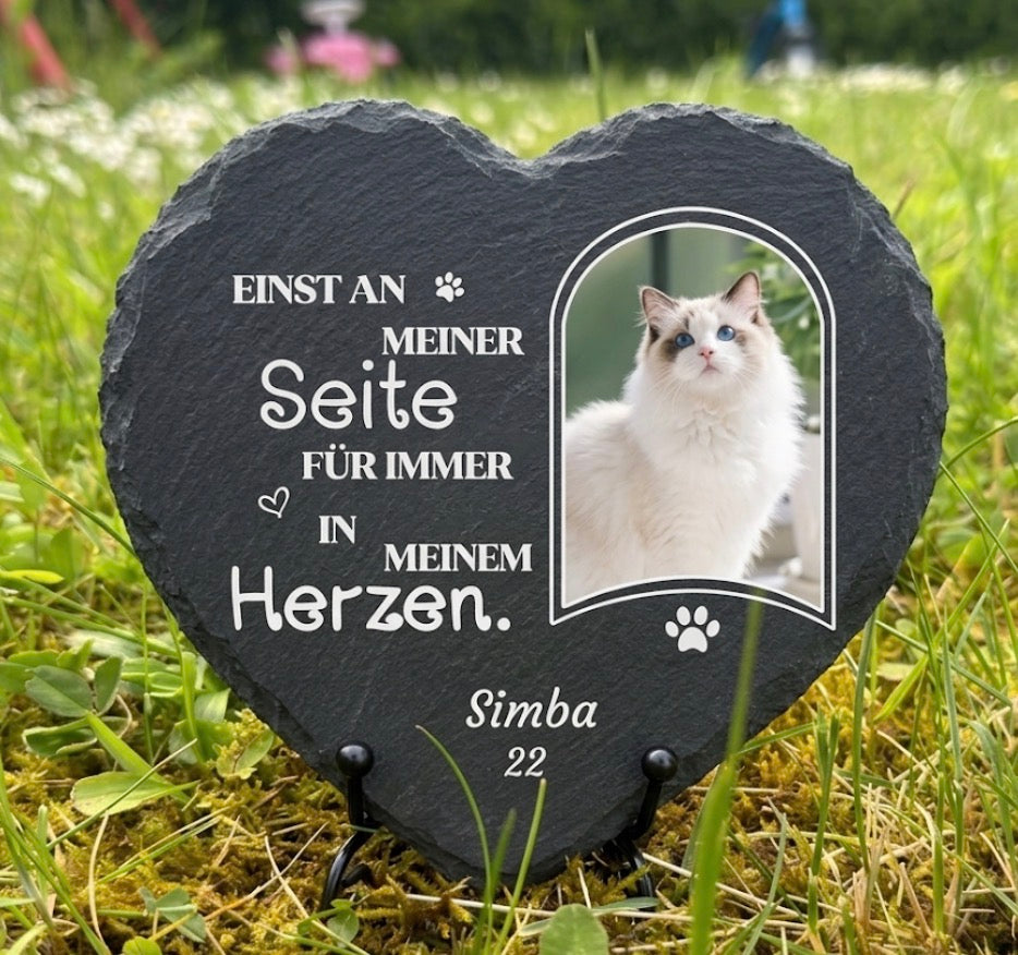 Personalisierter Gedenkstein für Katzen – mit Foto, Name & Datum