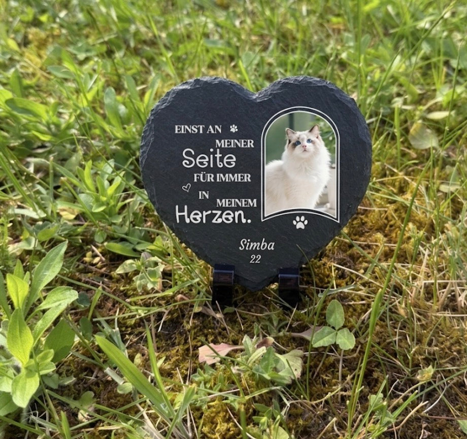 Personalisierter Gedenkstein für Katzen – mit Foto, Name & Datum