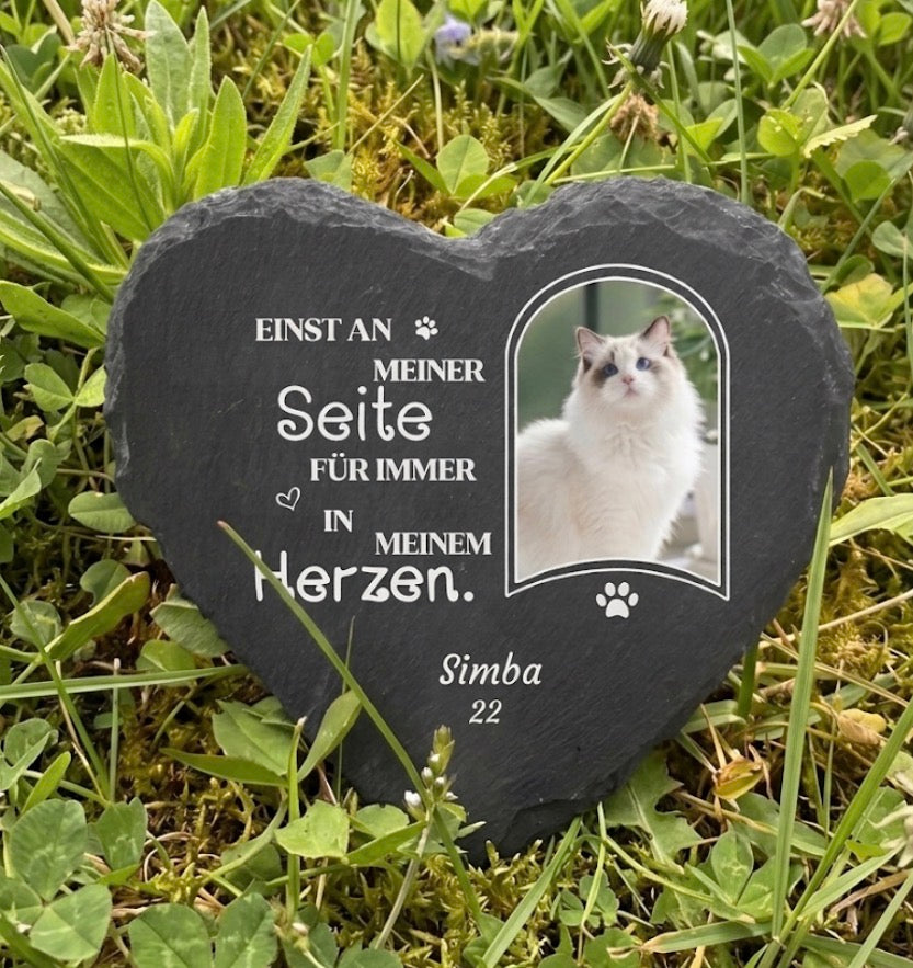 Personalisierter Gedenkstein für Katzen – mit Foto, Name & Datum