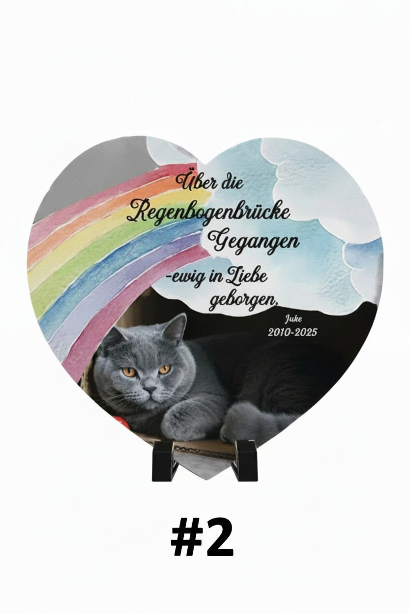 Personalisierter Gedenkstein für Katzen – mit Foto, Name & Datum